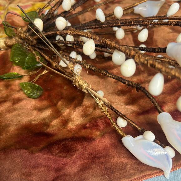 VTG Italian Murano Venetian Art Glass Flower Bouquet Calla Lillies Pussy Willow - Picture 6 of 10